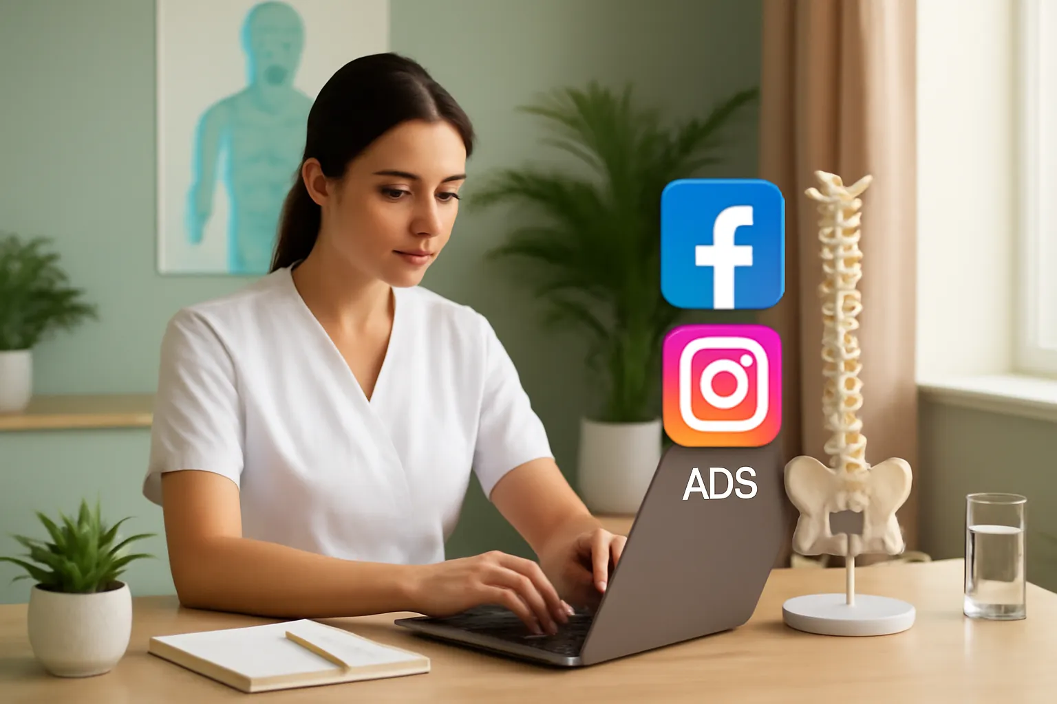 Illustration pour : La publicité Facebook et Instagram pour ostéopathe